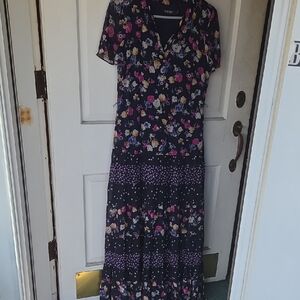 Polo by Ralph Lauren Black Floral Prairie Floral Maxi Dress.